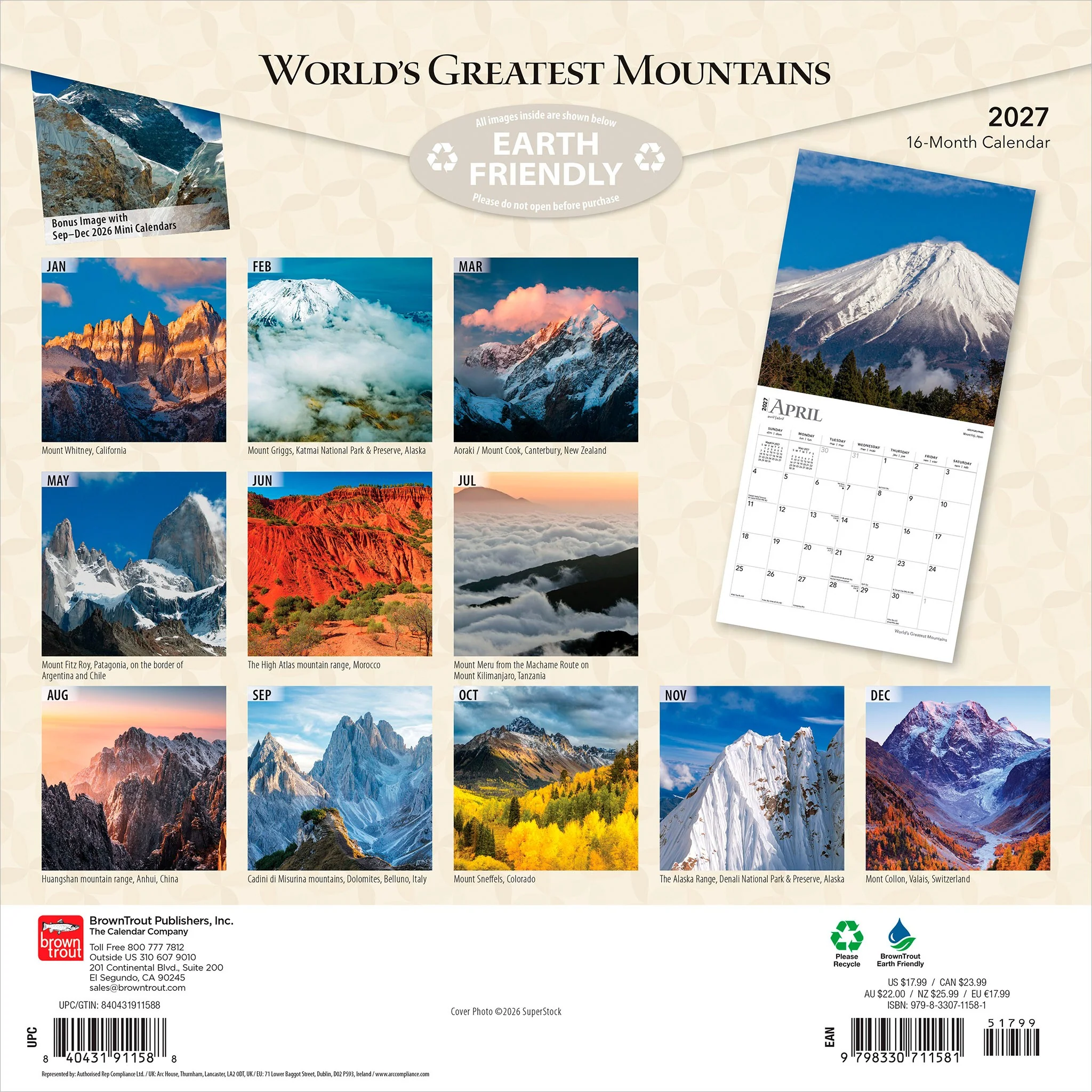 World's Greatest Mountains 2027 Wall Calendar - Online Only - Image 2