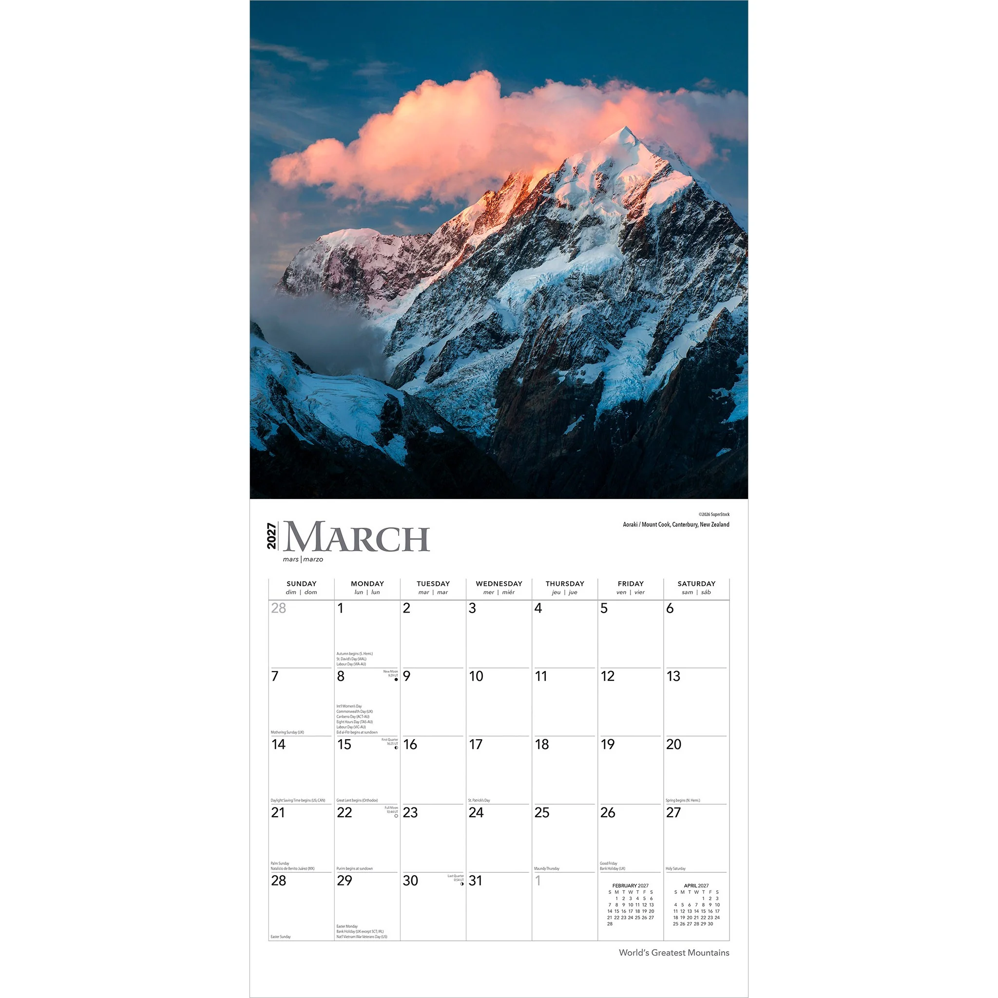 World's Greatest Mountains 2027 Wall Calendar - Online Only - Image 3