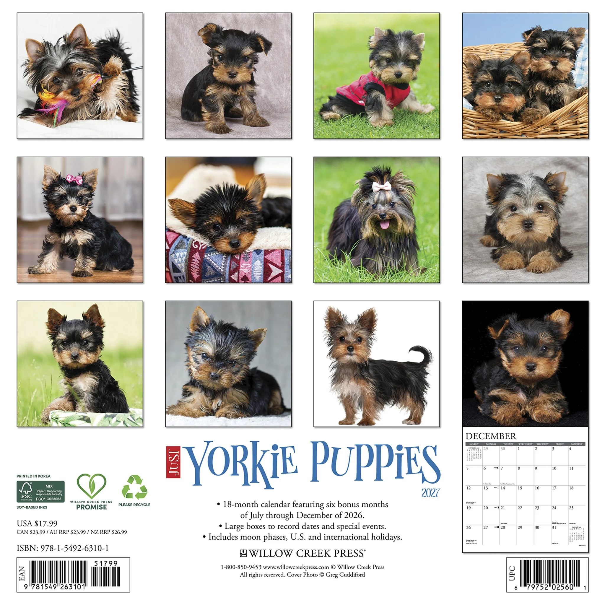 Yorkie Puppies 2027 Wall Calendar - Image 2